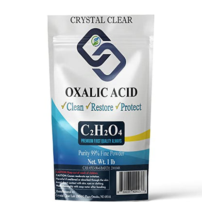 Oxalic Acid Powder 1lb - Trial Size Wood Bleach & Rust Remover - 99.6% Pure Deck Cleaner, Wood Brightener & Stain Remover for Small Projects