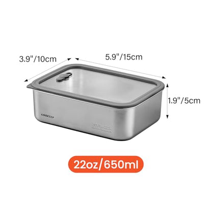 22oz/650ml Stainless Steel Food Containers,Stainless Steel Containers with Lids,Snack Containers,Lunch Box,Easy Clean,Airtight&Leakproof for Kitchen Storage,Dishwasher Safe,BPA-Free - size: Small Box(22oz/650ml)