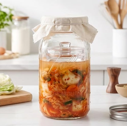 Mason Jar Fermentation Lid - Wide Mouth Pouring & Storage, Glass Weights for Home Kitchen