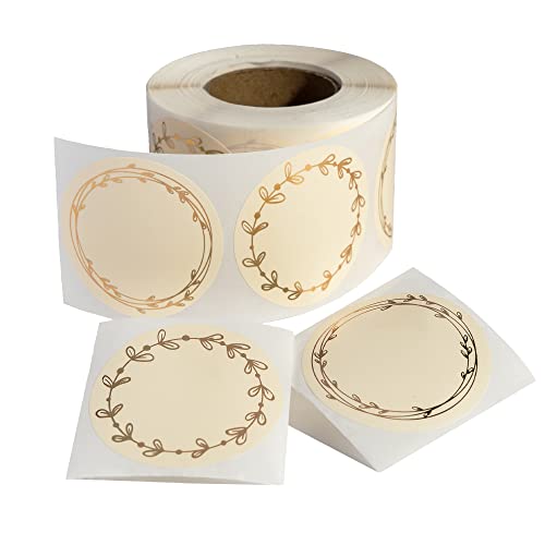 MONEST Waterproof & Oil Resistant Jar & Lid Stickers - Pantry/Canning, Spice & Bottle Labels (Golden Flower) - style: Golden Flower