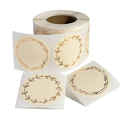 MONEST Waterproof & Oil Resistant Jar & Lid Stickers - Pantry/Canning, Spice & Bottle Labels (Golden Flower) - style: Golden Flower