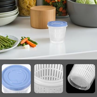 ARTIBETTER Pickle Container with Strainer 1250Ml Blue Pp Airtight Pickling Jar for Kimchi Vegetables and Fruits