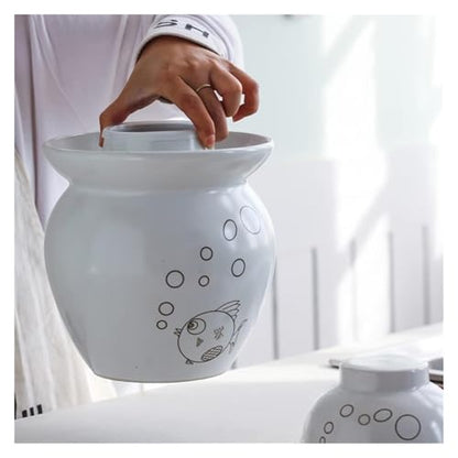 Fermentation Jars，Fermentation Crock Jar,Sauerkraut Crock,White Traditional Chinese Ceramic Fermentation Crock Jar Pickling Jar With Water Seal Airlock Lid,Large Thickened Ceramic Pickle Jar Kimchi Po - size: 0.6KG