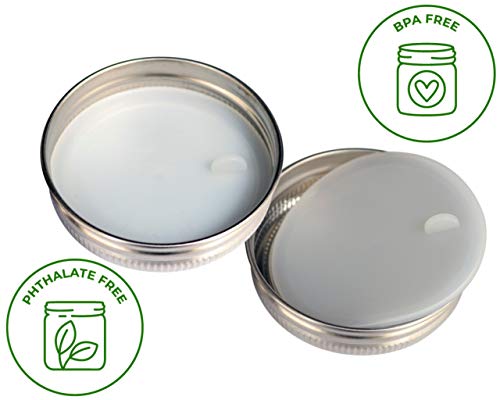 Leak Proof Platinum Silicone Sealing Lid Inserts/Liners for Mason Jars (10 Pack, Regular Mouth) - size: Regular Mouth