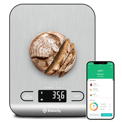 Etekcity Food Nutrition Kitchen Scale, Digital Grams and Ounces for Weight Loss, Baking, Cooking, Keto and Meal Prep, Large, 304 Stainless Steel - color: Silver
