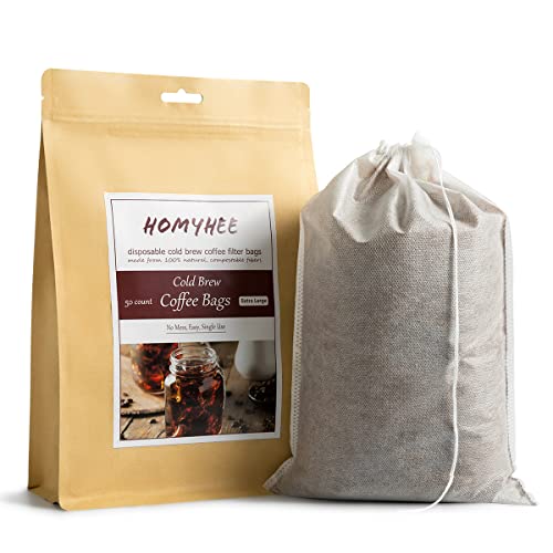 Disposable Cold Brew Coffee Filters - 50 Count Single Use Filter Sock Packs Fine Mesh Brewing Bags for Concentrate, Iced Coffee Maker, French/Cold Press Kit, Tea in Mason Jar, 8 x 12 Inches - size: 50 Pack - 8" x 12"