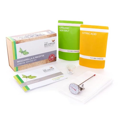 The Big Cheese Mozzarella & Ricotta Cheese Making Kit - Make Fresh Mozzarella & Ricotta at Home - 10 Batches with Vegetarian Rennet, Citric Acid & Recipe Booklet