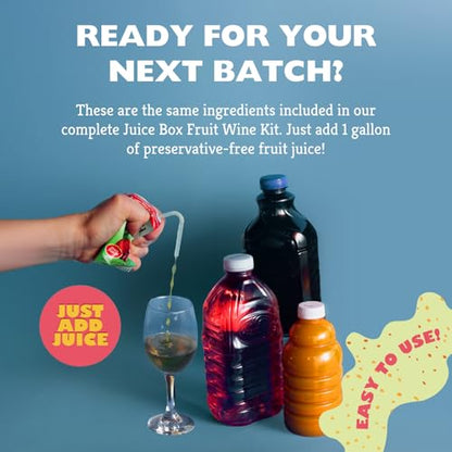 Craft A Brew - Juice Box Fruit Wine Recipe Kit - Easy for Beginners - At Home Wine Making Kit - Ingredient-Only Refill Kit - No Equipment Included - Use Any Fruit Juice or Lemonade - Makes 1-gal Batch
