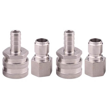 DERNORD Stainless Steel Quick Disconnect Set - Beer Brewing Connector Kit (Barb Female/FPT Male(Pack of 2)) - size: Barb Female/FPT Male