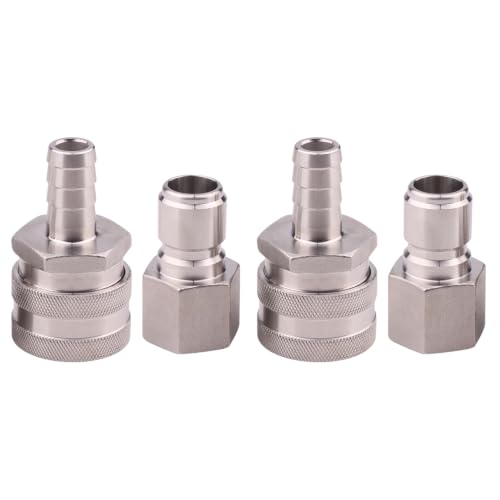 DERNORD Stainless Steel Quick Disconnect Set - Beer Brewing Connector Kit (Barb Female/FPT Male(Pack of 2)) - size: Barb Female/FPT Male