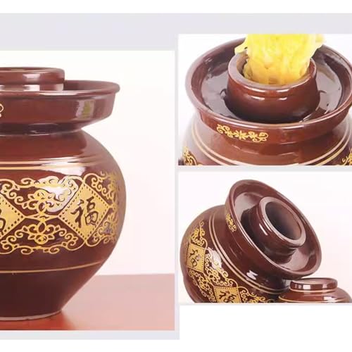 MRYBD Chinese Kimchi Jar Ceramic Fermenting Jar with Fermentation Lids, Fermenting Crock with Water Seal Airlock Lid, Ceramic Sealed Pickles Jar Fermentation Starter Kit 4Kg - size: 4Kg