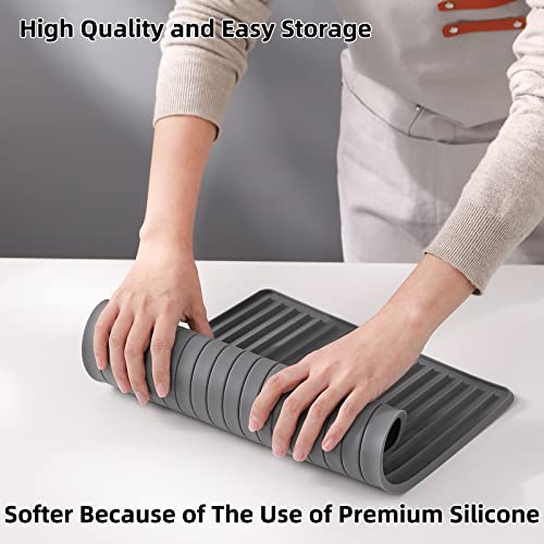 Dish Drying Mat, Flexible Silicone Drying Mat for Kitchen Counter, Heat Resistant Silicone Trivet for Countertop Protector, Super Thick Non-Slip Dish Drying Pad for Under Rack, 12” x 16” - size: 12" x 16"