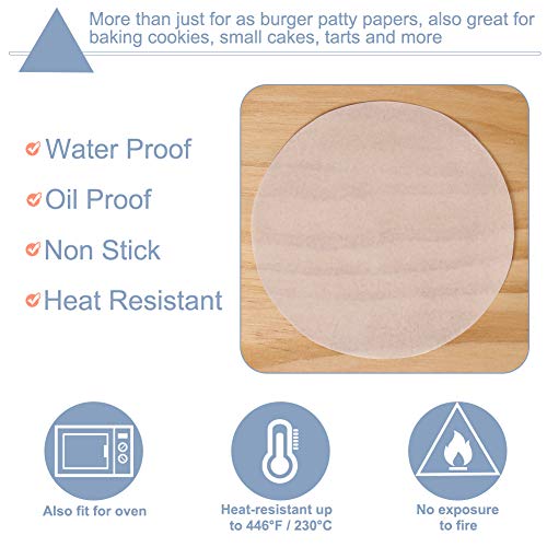 Hamburger Patty Paper Round 4.5 Inch, Set of 200, Non Stick Patty Paper Sheets for Burger Press, Patty Serperate and Cake Baking(5.5/6/7/8/9/10/12inch Available) - size: 4.5inch