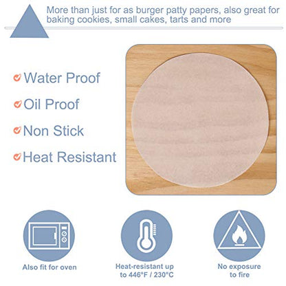 Hamburger Patty Paper Round 4.5 Inch, Set of 200, Non Stick Patty Paper Sheets for Burger Press, Patty Serperate and Cake Baking(5.5/6/7/8/9/10/12inch Available) - size: 4.5inch