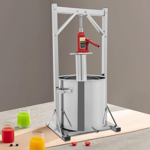 36L/9.5gal Fruit Wine Press Machine, Stainless Steel Hydraulic Jack Press Extractor Manual Juicer Crusher DIY Large Fruit Cider Grinder for Wine and Juice Making - size: 36L/9.5gal
