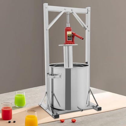 36L/9.5gal Fruit Wine Press Machine, Stainless Steel Hydraulic Jack Press Extractor Manual Juicer Crusher DIY Large Fruit Cider Grinder for Wine and Juice Making - size: 36L/9.5gal