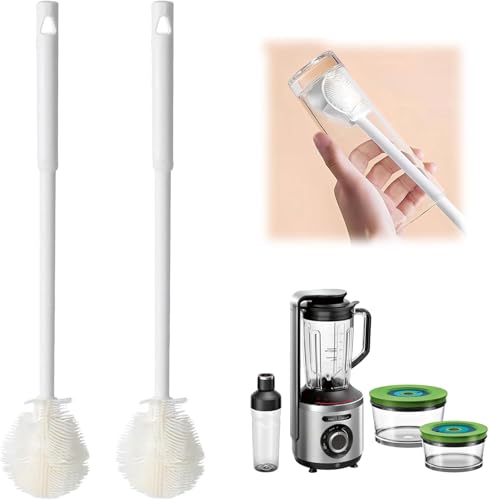 Silicone Bottle Brush with Long Handle, 360° Flexible Soft Bristle, for Narrow Neck Containers, Sports Bottle, Tumblers, Flask, Glassware, 1 Piece (2) - size: 2