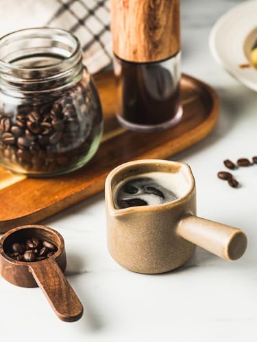 Espresso Measuring Cup, Ceramic Espresso Cup with Handle, Expresso Shots Cups Double Spouts Milk Cup, Espresso Accessories, 3 Oz/ 90 Ml, Brown - color: Brown