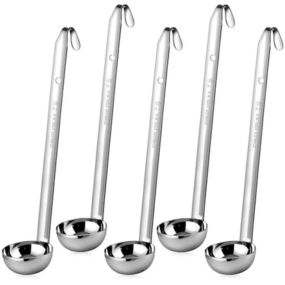 Cunhill 5 Pcs Soup Ladles Stainless Steel Serving Ladles with Long Handle for Serving, Cooking, Stirring, Portioning Kitchen Restaurant Accessories (1 oz) - size: 1 oz