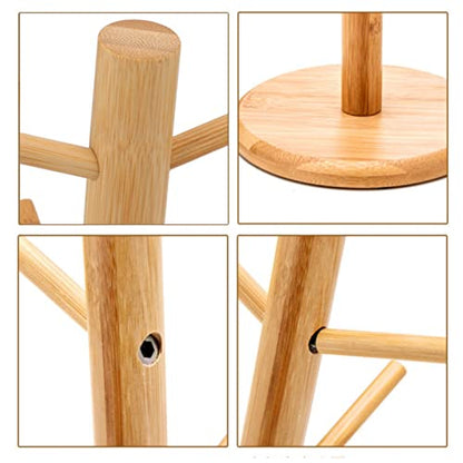 Wood Mug Holder Tree, Detachable Coffee Mug Tree with 6 Hooks, Space Saving Mug Stand, Stylish Coffee Cup Holder for Storage, Display, Drying Mugs, Cups