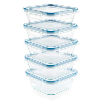 Snapware Total Solutions (10-Pack, 4 Cup) Glass Food Storage Containers Set, Airtight & Leakproof Locking BPA-Free Lids, Freezer Dishwasher Microwave Safe - size: 10 PIECE (Pack of 2), style: 4 Cup