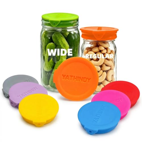 ORIGINAL CREATOR-8 Pack Silicone Mason Jar Lids for Ball, Kerr and More,Fit Regular Mouth & Wide Mouth Storage Caps for Mason/Canning Jars,Leak-Proof,Dishwasher Safe(Single-color) - color: Singe color