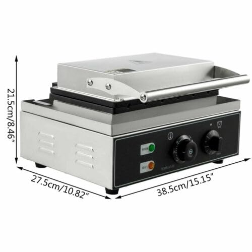 Commercial Electric Sandwich Machine, 110V 1500W Double-side Sandwich Press Grill, Breakfast Sandwich Toaster Grilled Cheese Maker w/Non-Stick Coating, Stainless Steel, for Restaurant Party Food Stall