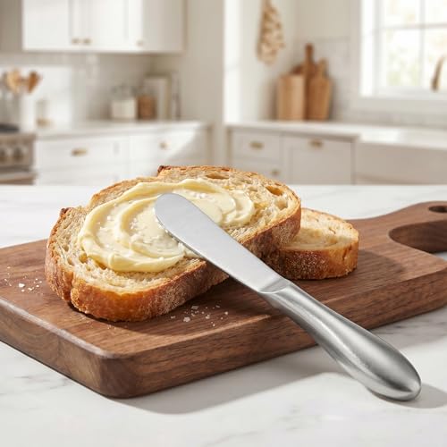 2PCS Stainless Steel Butter Knife Set, Multipurpose Butter Spreader Knife for Cold Butter, Cream Cheese, Jam, Pastry, Charcuterie Board and Kitchen Food Prep