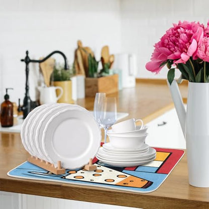Dish Mat Drying Kitchen Mat Wine Cheese Dish Drying Mat Dish Draining Super Absorbent Drying Mat Reversible Washable Reusable Coffee Mat 18x24" - size: 24" x 18"