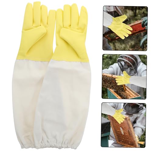 Happyyami Beekeeping Gloves Long Sleeves Ventilated Pu Safety Gear for Beekeepers Garden Work Gloves Beekeeping Apparel