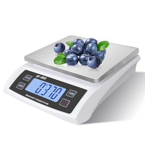 Large Digital Kitchen Scale 30kg/66lb Food Scale for Baking Cooking Stainless Bread Scale with LCD Display Counting Scales for Coins Adapter Included(Stainless White) - color: Stainless white