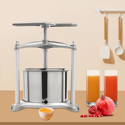 4L/1Gal Fruit Wine Press, Manual Juice Maker for Cider Apple Grape Cheese Herb Honey Olive Oil, Stainless Steel Juicer Press Machine for Kitchen Home Outdoor