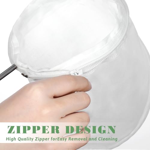 3 Pcs Fine Mesh Strainer Bags, Reusable Cheese Cloth Bag with Zipper, Tea/Coffee Filter, Food Grade Filter for Coffee Soy Thai Tea, Yogurt Nut Milk and Soup