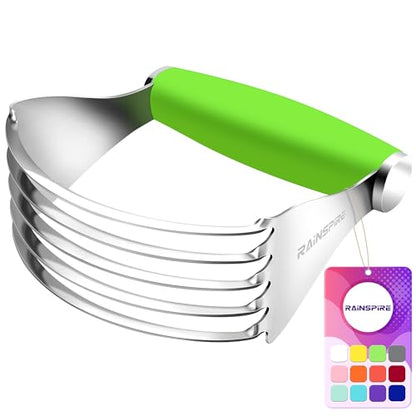 Rainspire XL Pastry Cutter For Baking, Heavy Duty Pastry Blender Stainless Steel, Thick Sharp Blades Dough Blender, Dough Cutter Butter Cutter Pastry for Easy Mixing, Dishwasher Safe (Green) - color: Green