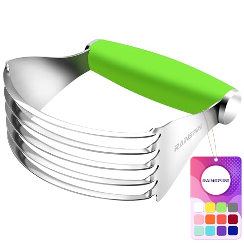 Rainspire XL Pastry Cutter For Baking, Heavy Duty Pastry Blender Stainless Steel, Thick Sharp Blades Dough Blender, Dough Cutter Butter Cutter Pastry for Easy Mixing, Dishwasher Safe (Green) - color: Green