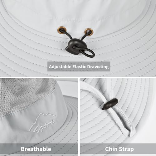 Sun Hats for Men Women Fishing Hat UPF 50+ Breathable Wide Brim Summer UV Protection Hat - color: 1pack-light Grey