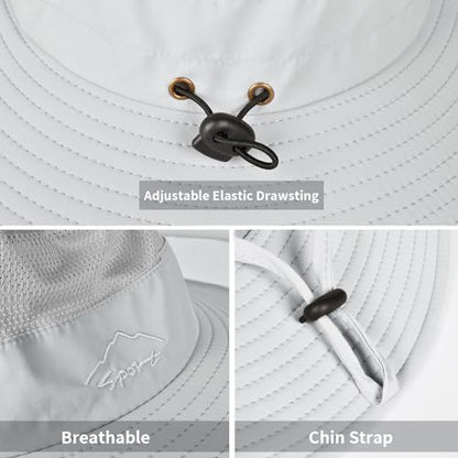 Sun Hats for Men Women Fishing Hat UPF 50+ Breathable Wide Brim Summer UV Protection Hat - color: 1pack-light Grey