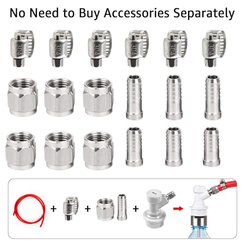 MRbrew Ball Lock Keg Fittings 3 Pairs Quick Ball Lock Disconnect Set with Stainless 5/16” Gas 1/4” Liquid Barbed MFL Swivel Nuts for Corny Keg Connectors Ball Lock for Keg Posts, Keg Coupler, Homebrew
