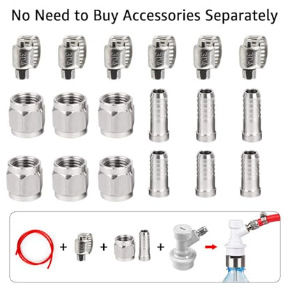 MRbrew Ball Lock Keg Fittings 3 Pairs Quick Ball Lock Disconnect Set with Stainless 5/16” Gas 1/4” Liquid Barbed MFL Swivel Nuts for Corny Keg Connectors Ball Lock for Keg Posts, Keg Coupler, Homebrew