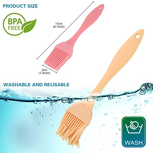16 Pcs Silicone Basting Pastry Brush - Cooking Brush for Oil Sauce Butter Marinades, Food Brushes for BBQ Grill Kitchen Baking, Baster Brushes Baste Pastries Cakes Meat Desserts