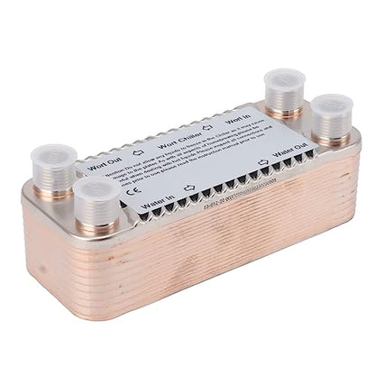 Stainless Steel Heat Exchanger, Plate Homebrew Wort Chiller Countercurrent NPT1/2 Compact 7.5x2.9x2.8in with Efficient Cooling for Beer Wort Making