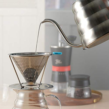 Blue Brew Gooseneck Kettle Stovetop, Tea Pot with Thermometer, 40oz Pour Over Coffee Maker for Coffee & Tea, Stainless Steel Coffee Kettle, Compatible with Electric Stove & Gas Stove (BB1201)