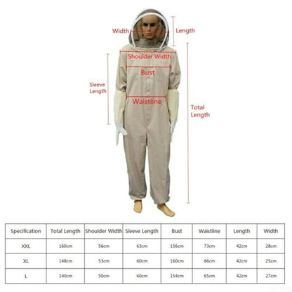 Full Body for beekeeping Suit with Gloves XL - 3 Layer Ventilated Sting Proof Bee Suit for Men Women - Cotton Apiary Jacket with Removable Hood