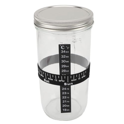 Zerodis Fermentation Equipment 34oz Glass Jar with Thermometer Date Marked Feeding Band Silicone Lid Cloth Cover Scraper for Sourdough Bread Baking Supplies Home Baking Supplies