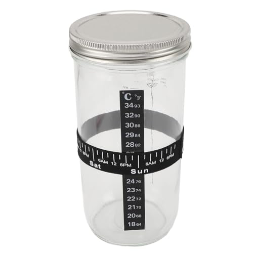 Zerodis Fermentation Equipment 34oz Glass Jar with Thermometer Date Marked Feeding Band Silicone Lid Cloth Cover Scraper for Sourdough Bread Baking Supplies Home Baking Supplies
