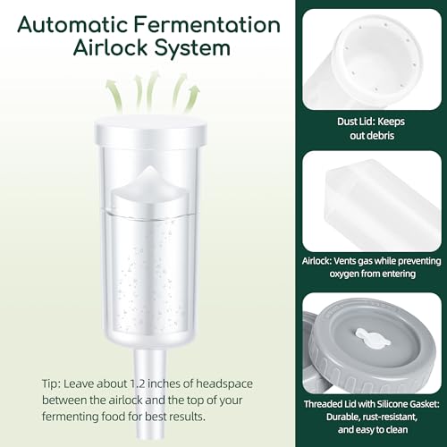 32oz Fermentation Jar Kit with Fermenting Weights and Airlock Lids, Wide Mouth Glass Jars with Scale Mark for Making and Storing Sauerkraut, Pickles (Pack of 4) - size: 32oz * 4pack