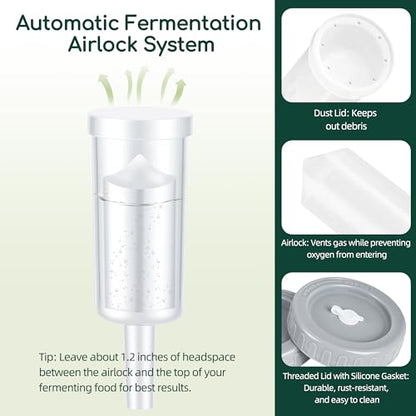 32oz Fermentation Jar Kit with Fermenting Weights and Airlock Lids, Wide Mouth Glass Jars with Scale Mark for Making and Storing Sauerkraut, Pickles (Pack of 4) - size: 32oz * 4pack