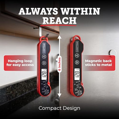 Lightyear Meat Thermometer | Instant Read Cooking Thermometer for Grilling, Roasting & BBQ, Built-in Magnet, IP65 Waterproof, Food-Grade Stainless Steel Temperature Probe - color: Crimson Shadow
