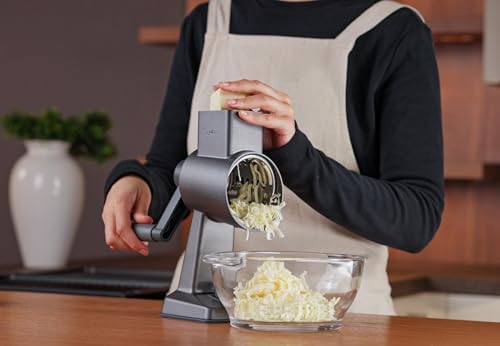 Zyliss Gourmet Drum Grater - Multipurpose Kitchen Grater for Vegetables, Hard Cheeses, Nutes, Fruits & Chocolates - Simplify Healthy Meal Prep - Shredder for Countertop Use - Single - style: Gourmet Drum