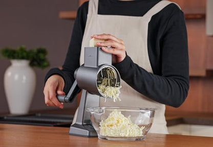 Zyliss Gourmet Drum Grater - Multipurpose Kitchen Grater for Vegetables, Hard Cheeses, Nutes, Fruits & Chocolates - Simplify Healthy Meal Prep - Shredder for Countertop Use - Single - style: Gourmet Drum